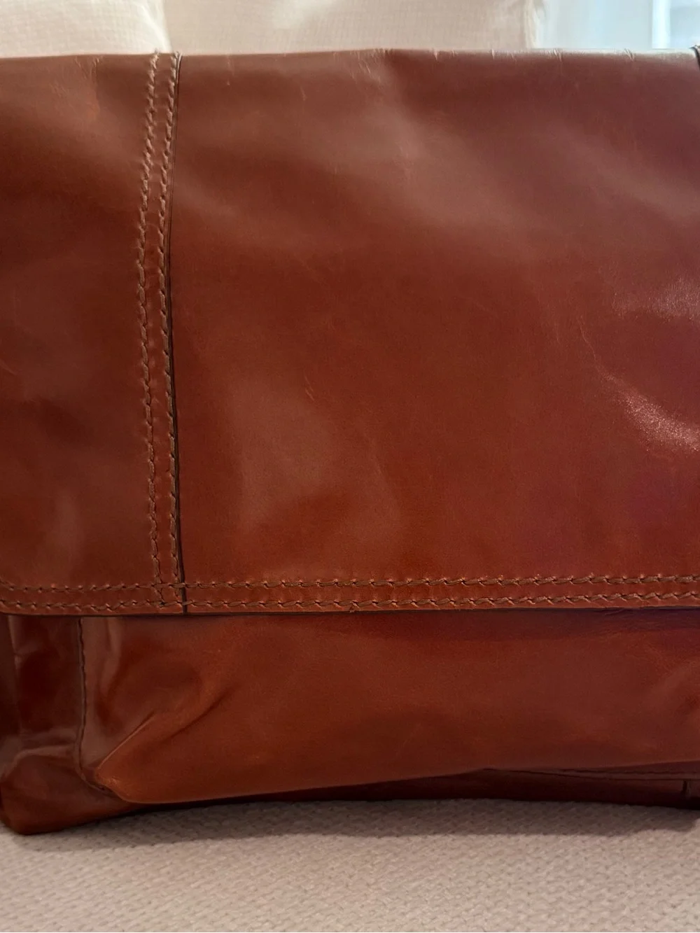 Fossil Brown Leather Laptop Messenger Bag
